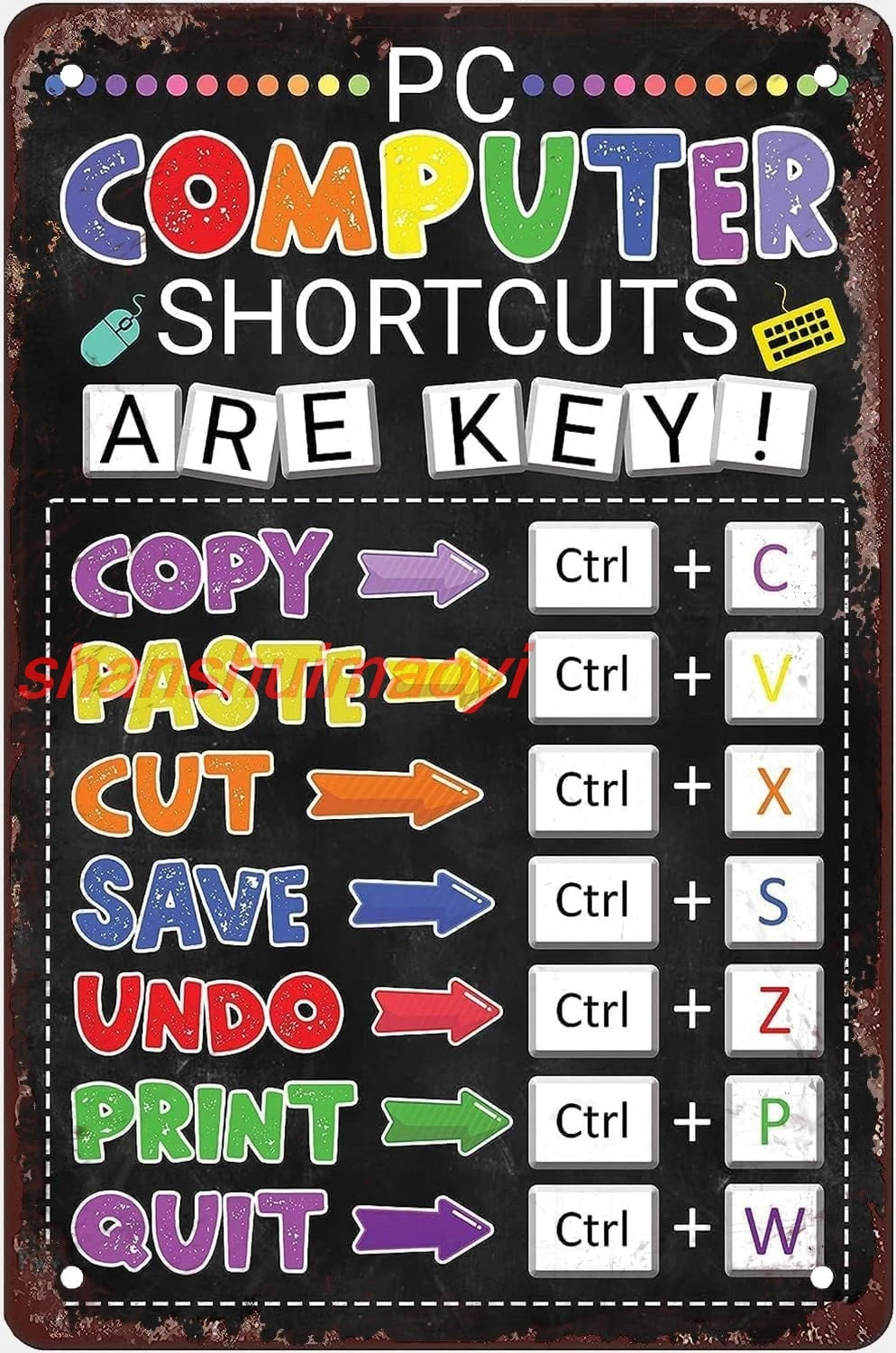 shan  Shortcuts Metal Signs Computer Classroom Poster Decor Computer Fundamentals Study Guide Metal Poster School Home Li 1pc