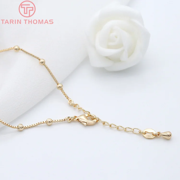 (4227)2PCS Thickness 0.9MM 24K Gold Color Brass Finished Bracelet Chain Anklet For DIY Jewelry Making Findings Accessorie