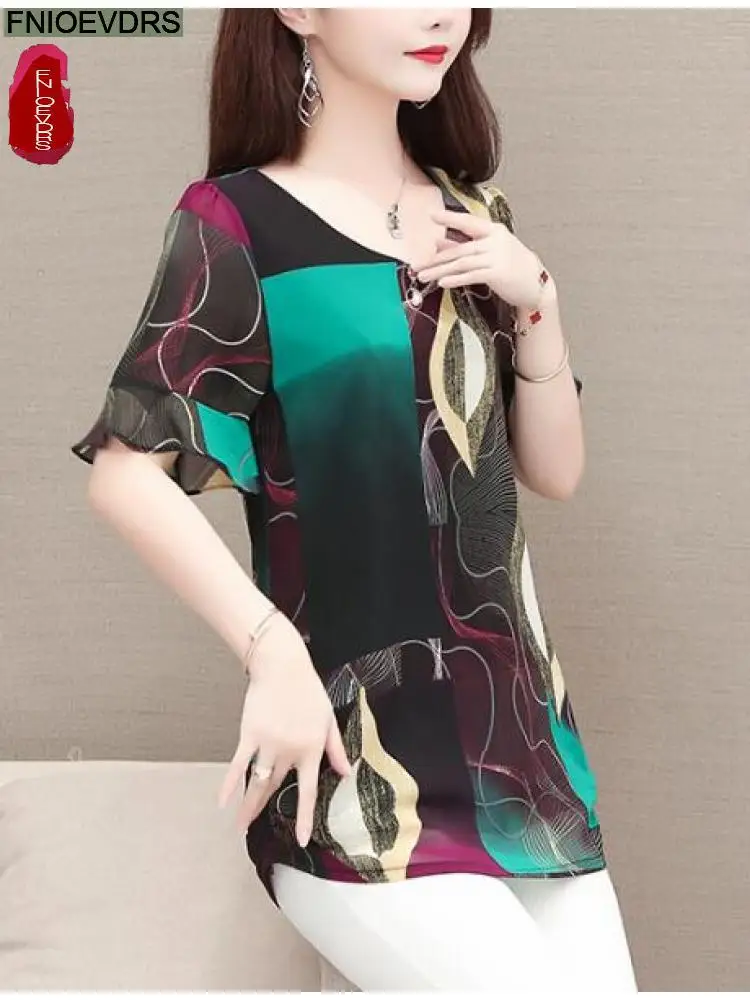 M-5XL Loose Clothes 2023 Women European Style Office Lady Long Shirt Holiday Floral Print Belly Black Tunic Peplum Top Blouses