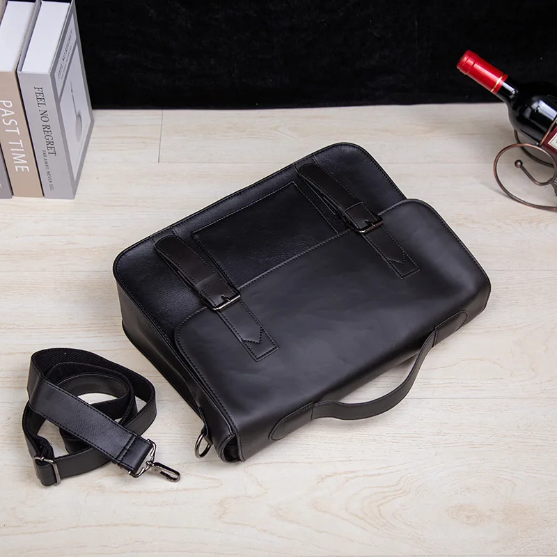 Retro men's business simple one-shoulder oblique span can shoulder PU leather multi-functional notebook briefcase