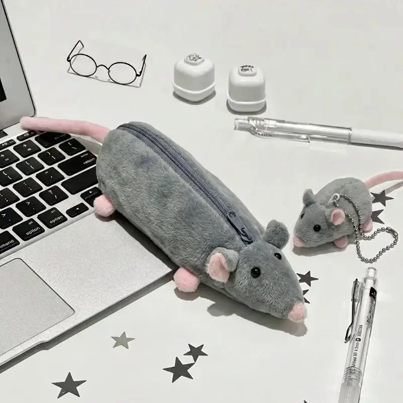 1Pcs Cute Octopus Mouse Pencil Case, Mouse-shaped Pencil Case, Plush Toy Student Stationery Organizer For Girls Back to school