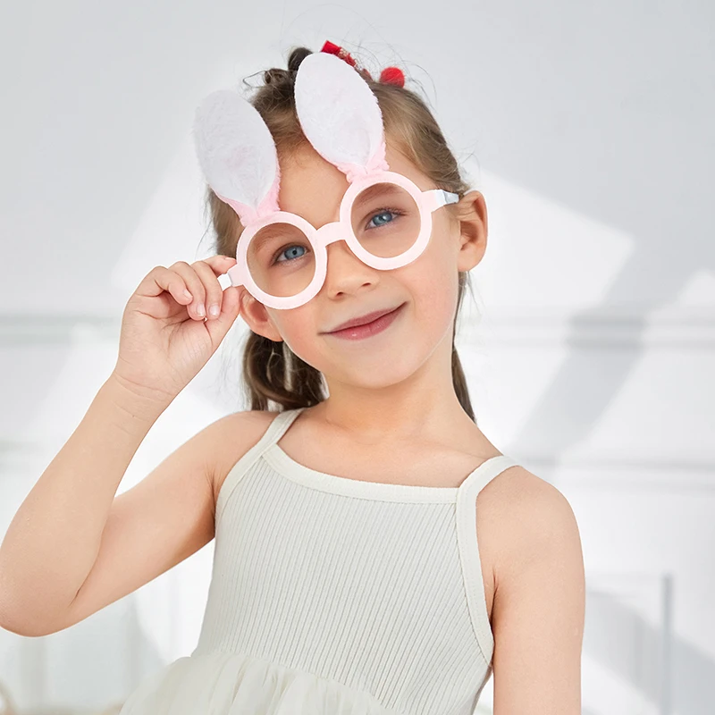 Opaska na głowę z króliczkiem wielkanocnym z okularami, śmieszne rekwizyty do fotobudki na przyjęcia dla dzieci, akcesoria do kostiumów wielkanocnych