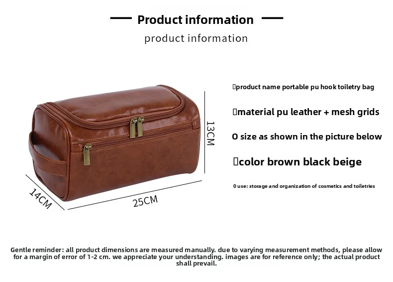 Herren PU Vintage Luxus-Kulturtasche, Reise-Essential, Business-Kosmetiktasche, Make-up-Etui, Herren-Hängeaufbewahrungsorganizer, Waschtaschen – Detail 3