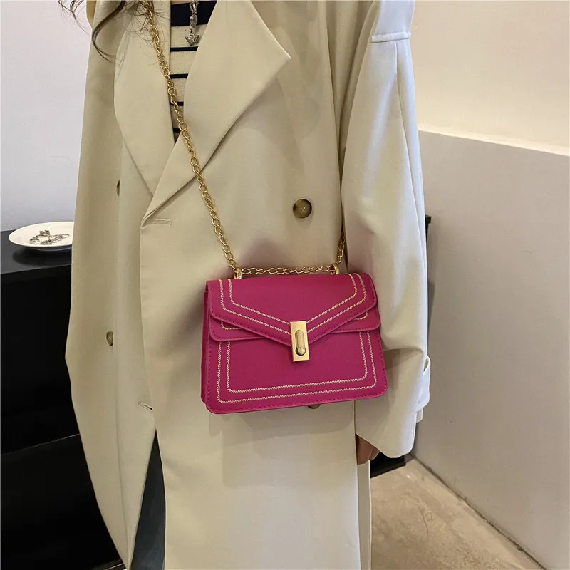 2023 Fashion New High Quality Leather Women\'s Designer Handbag Chain Shoulder Messenger Bag Elegant Female Square Crossbody Bag