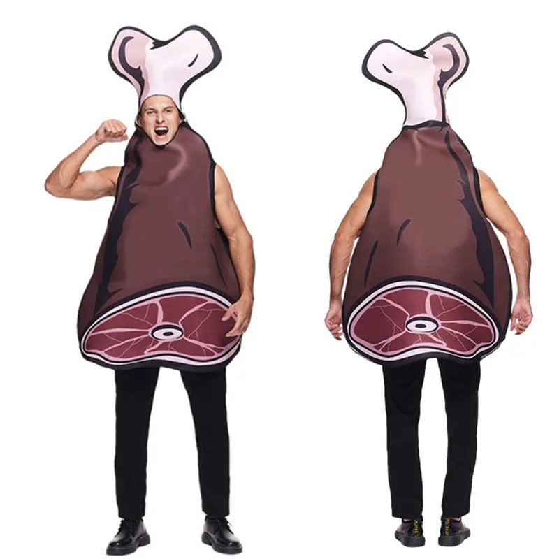 

Halloween Funny Adult Ham Meat Costume Company Annual Meeting Funny Party Bone Outfit Performance Costume Traditional Chinese...