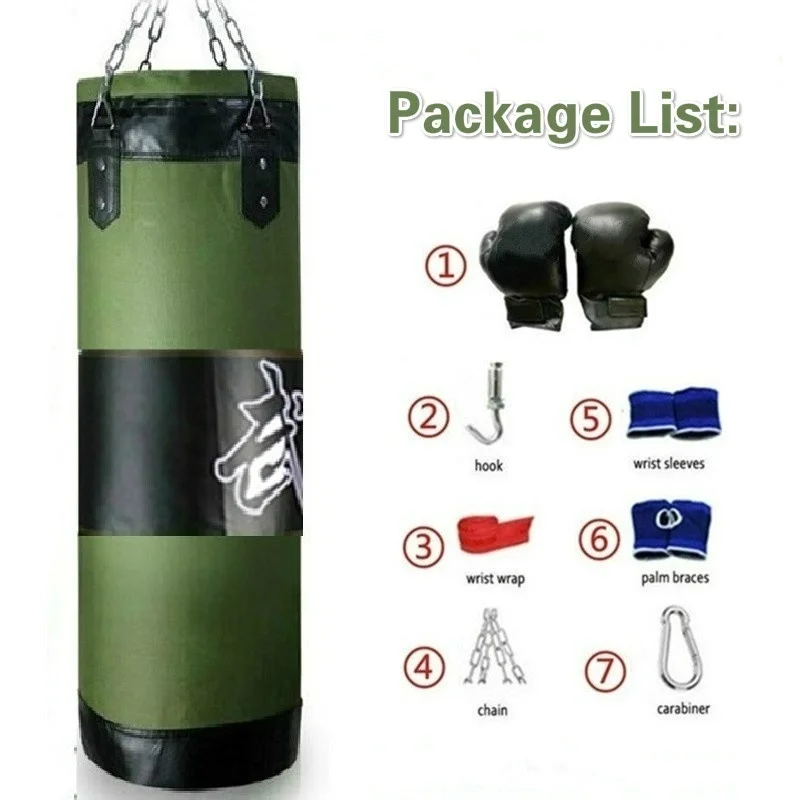 8Pcs/1Set Empty Fitness MMA Boxing Sandbag Training Bag Kit with Fighting Gloves for Men/Children