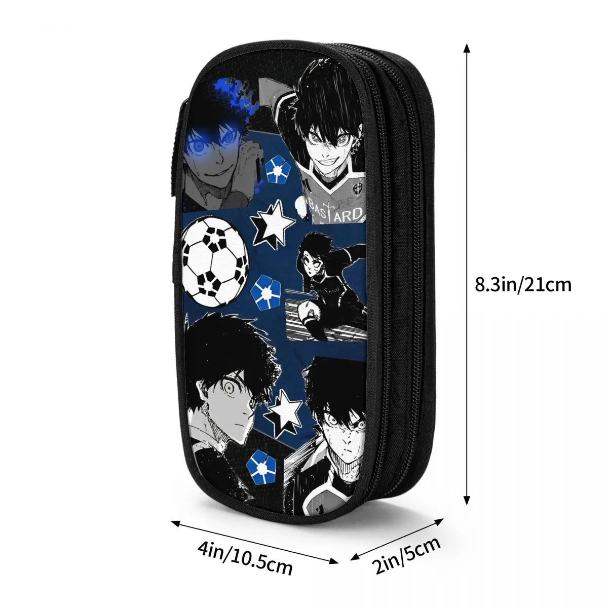 مقلمة قفل أزرق إبداعية لكرة القدم أنيمي حامل قلم حقائب طالب سعة كبيرة اللوازم المدرسية هدية قلم رصاص الحقيبة