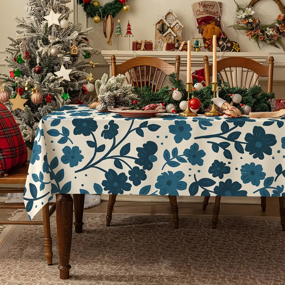 Purple Butterflies Floral Leav Waterproof table cloth, splash-proof tablecloth, for party, Halloween, Christmas, dining, camping