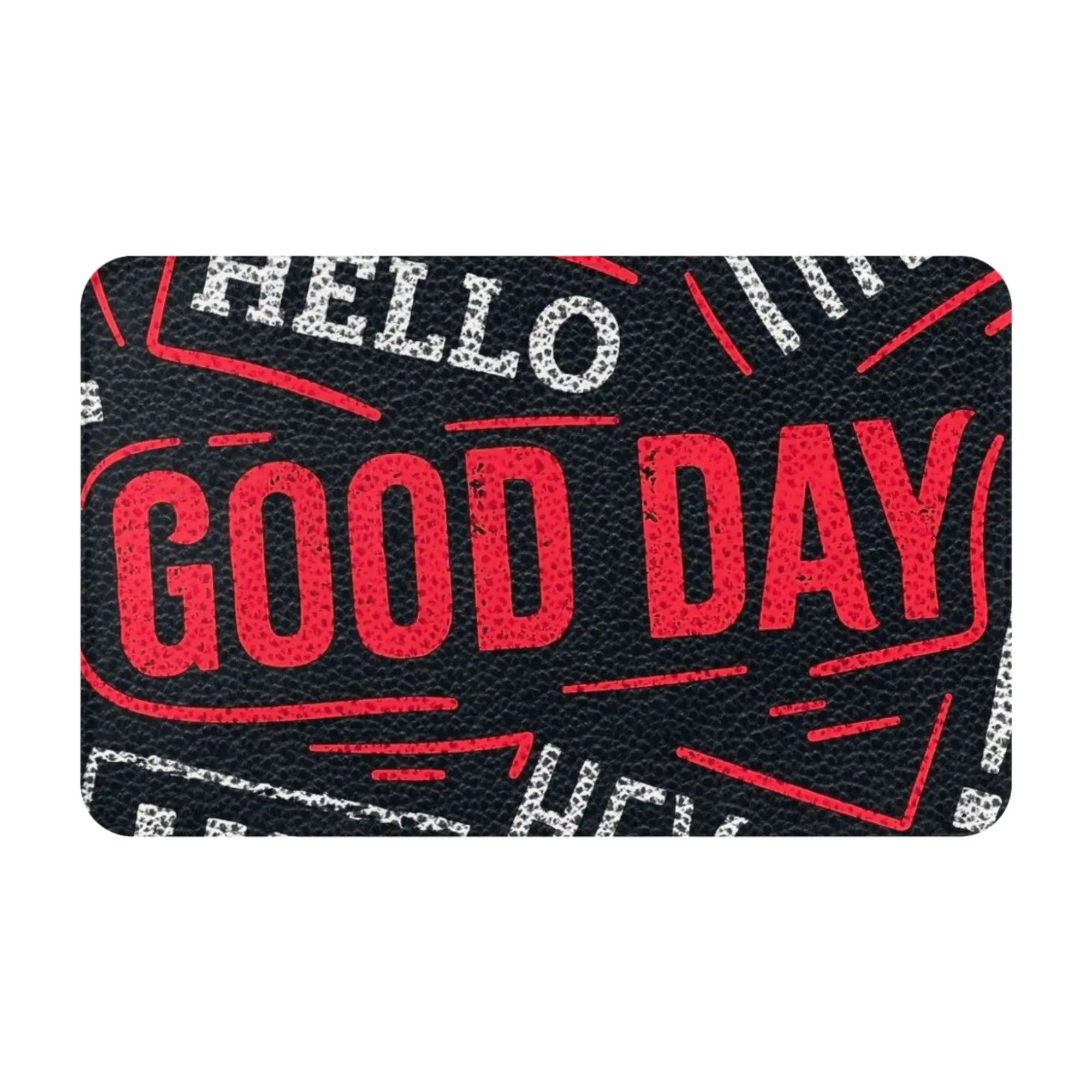 Good Day Hello Text Collage Print Non-slip Doormat Kitchen Mat  Waterproof ModernDecor