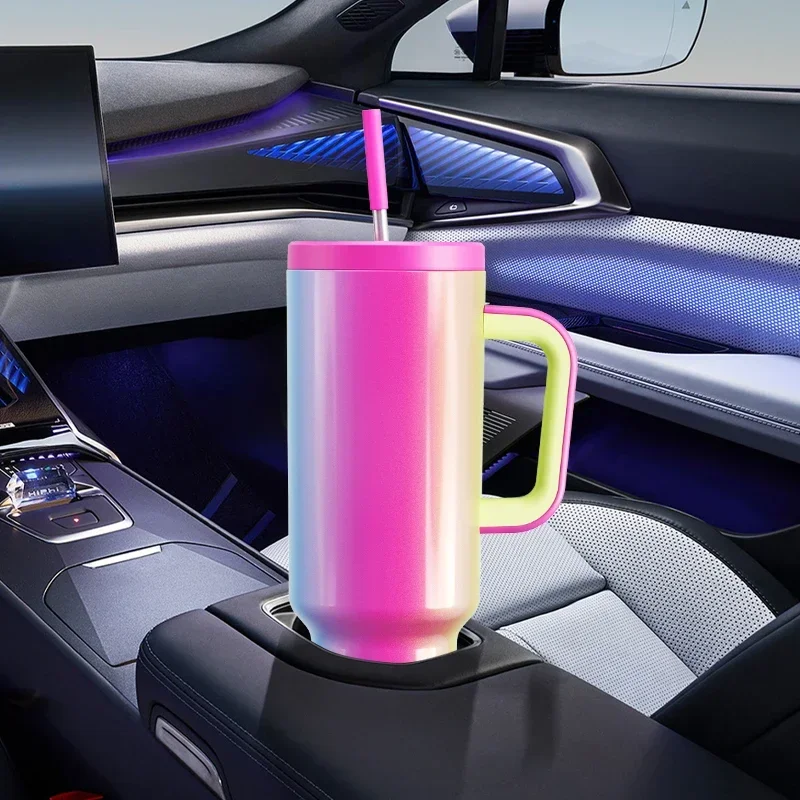 Meoky 50oz Cup Rainbow Stainless Steel Vacuum Insulated Tumbler with Lid Travel Car Mug Coffee Cup Large Capacity Water Bottle