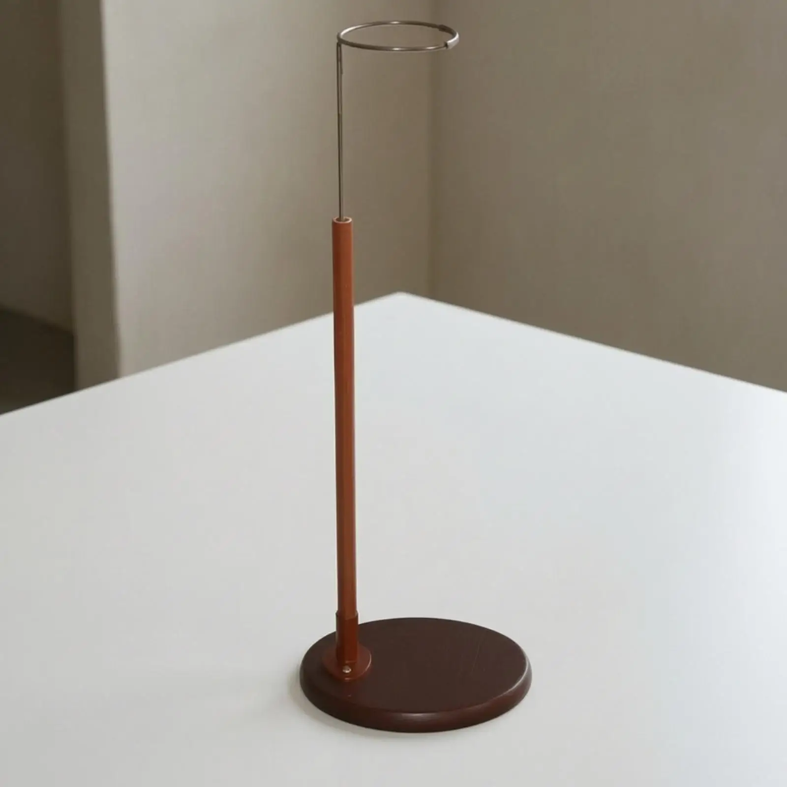 Wooden Doll and Soft Toy Display Stand Secure Stuffed Toy Display Stand with Circular Wire Holder Adjustable Height for