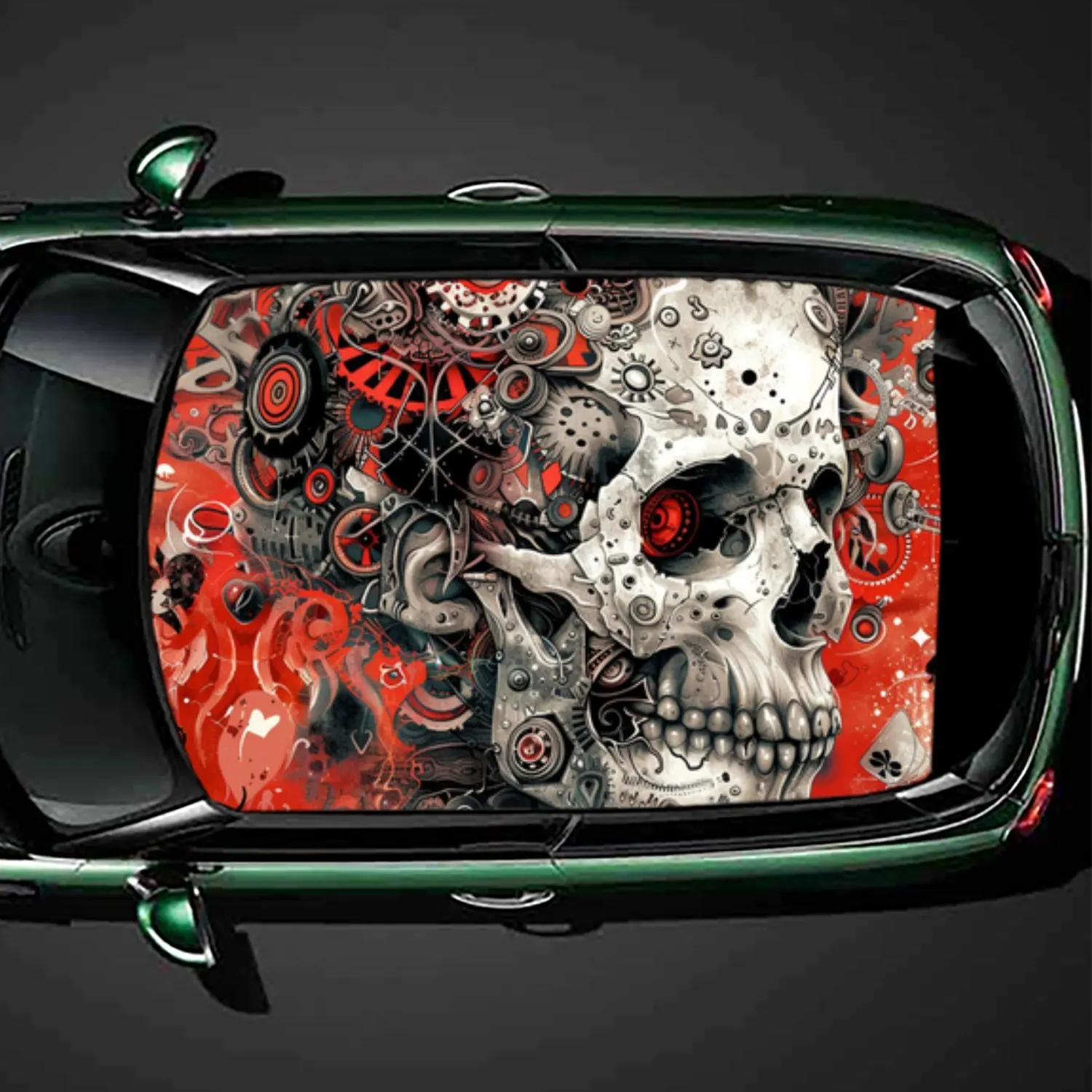 

Exquisite mechanical skull car roof vinyl wraps decal,self-adhesive waterproof car exterior personalized accessory,decorative gi
