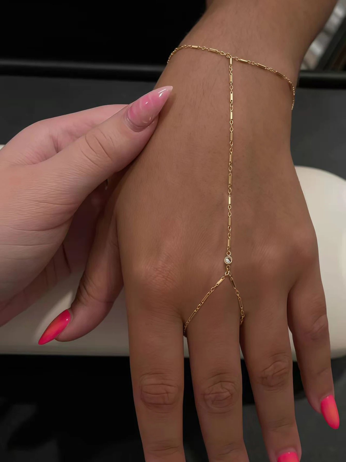 Minimalist Thin Chain Integrated Ring Bracelet Party Vacation Date Jewelry