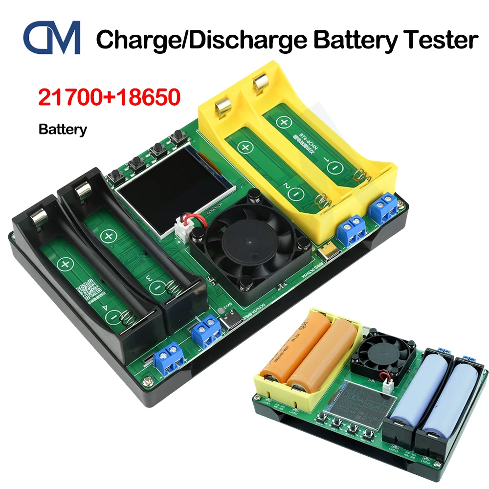 4 csatornás 18650+21700 akkumulátorkapacitás-ellenállás-mérő, automatikus töltés- és kisütési modul, elektronikus terhelésmérő