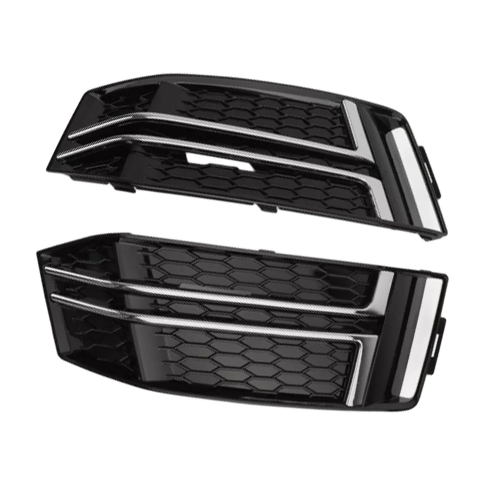 Car Pair Front Bumper Fog Lights Lamp Grille Grill Cover Trim For AUDI A4 B9 S-LINE 2016 2017 2018 8W0807681F 8W0807682F