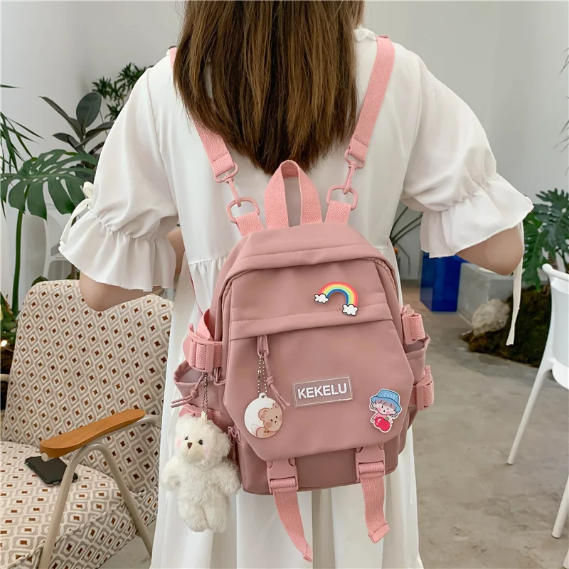 Canvas Bag Girl Shoulder Messenger Bag Student Sweet Cute Small Backpack Female Shoulders Mochila Escolar Plecak Kids Bag Rugzak