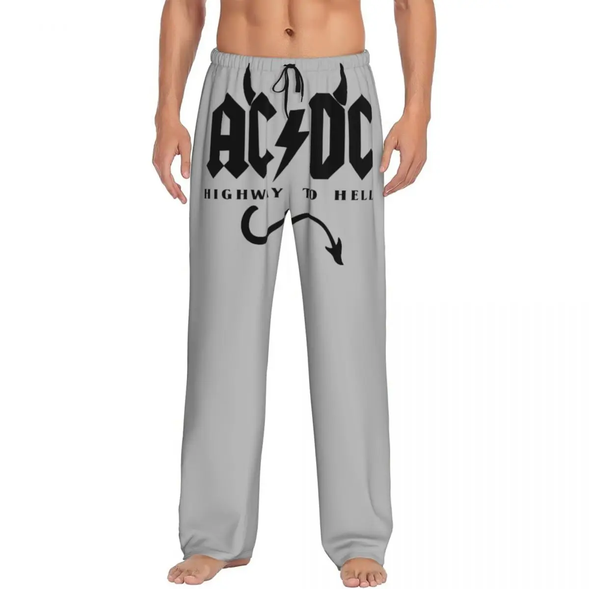 

Custom AC DC Rock Roll Pajama Pants Sleepwear for Men Elastic Waistband Sleep Lounge Bottoms with Pockets