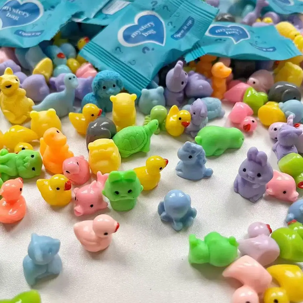 50pcs Glow in the Dark Resin Animal Toys Mystery Bag Surprise Mini Figure Set Includes Dogs & Bunnies Individually Wrapped