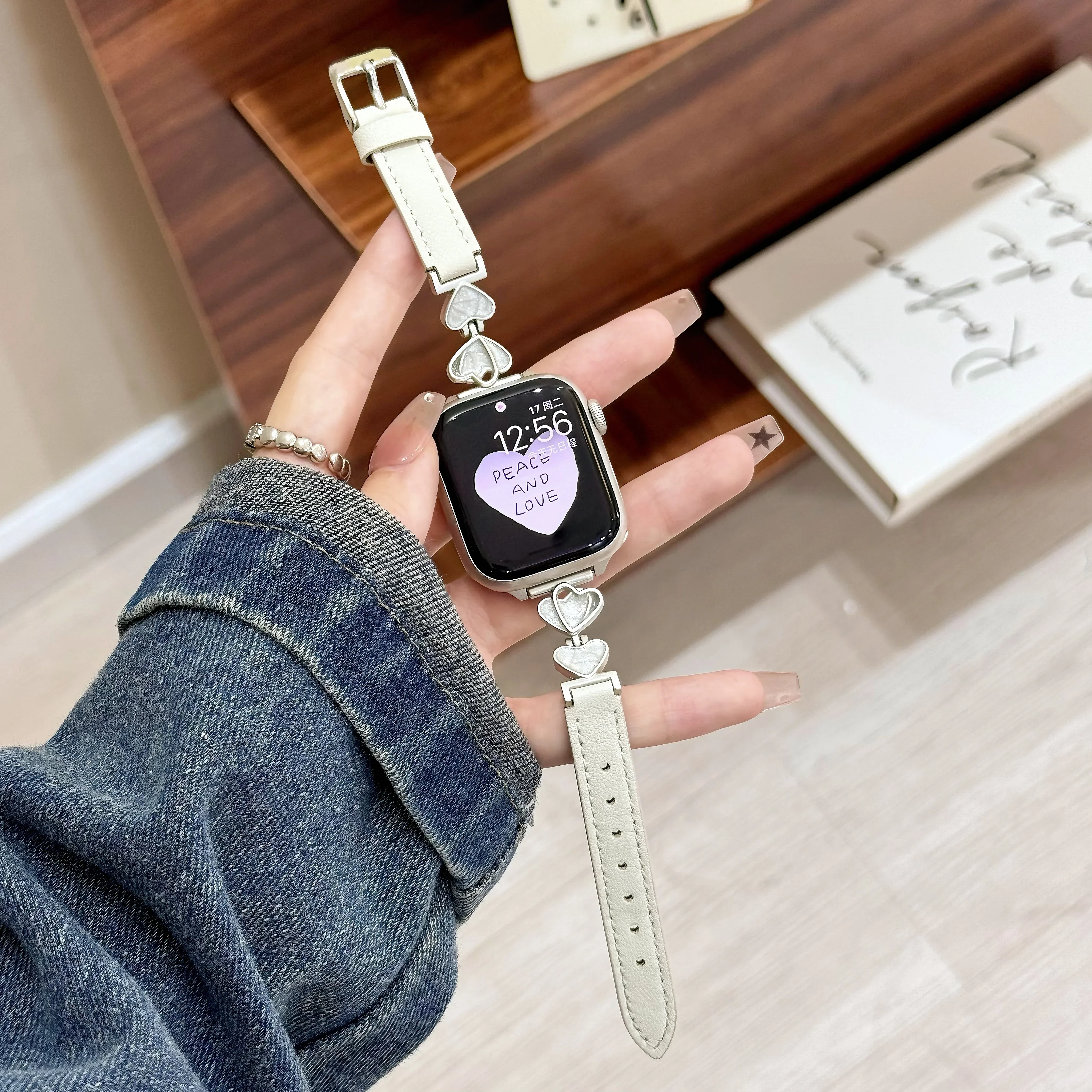 Correa de cuero y Metal para Apple Watch, correa de moda para mujer S10/9/8/7/6/5/4/3 SE 38mm 40mm 41mm 42mm 44mm 45mm 46mm 49mm