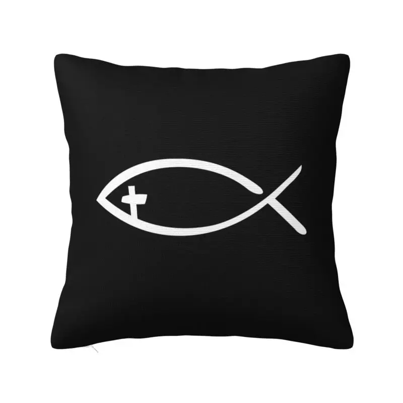 Modern Jesus Cross Fish Cushion Cover 40*40 cm Velvet Christian Throw Pillow Case Home Decor Bedding Sofa Pillowcase