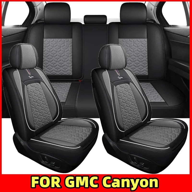 غطاء مقعد السيارة من الجلد الاصطناعي الراقية الناعم بالكامل المقاوم للماء وغطاء مقعد مقاوم للاهتراء مجموعة كاملة من 5 مقاعد لسيارة جي إم سي كانيون #1