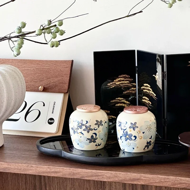 Handmade Ceramic Mini Tea,Airtight Portable Storage Jar for Loose Leaf Herbal Tea,Travel-Friendly Caddy,Unique Housewarming Gift