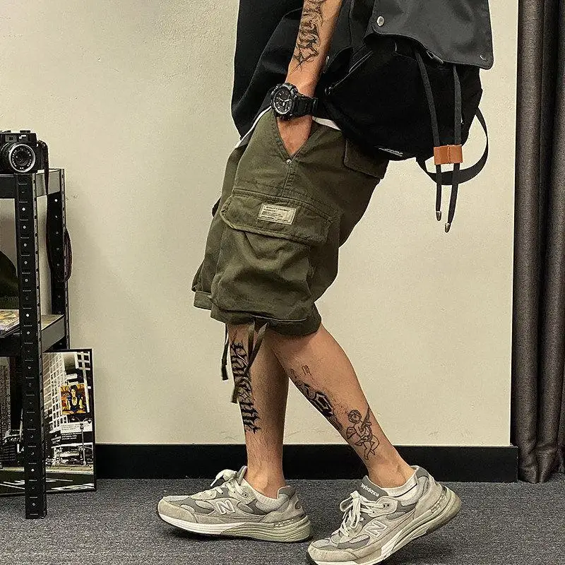 American Retro Workwear Shorts Men's Summer Multi-Pocket Dirt Resistant Casual Five-Quarter Pants Loose Fit mid Waist
