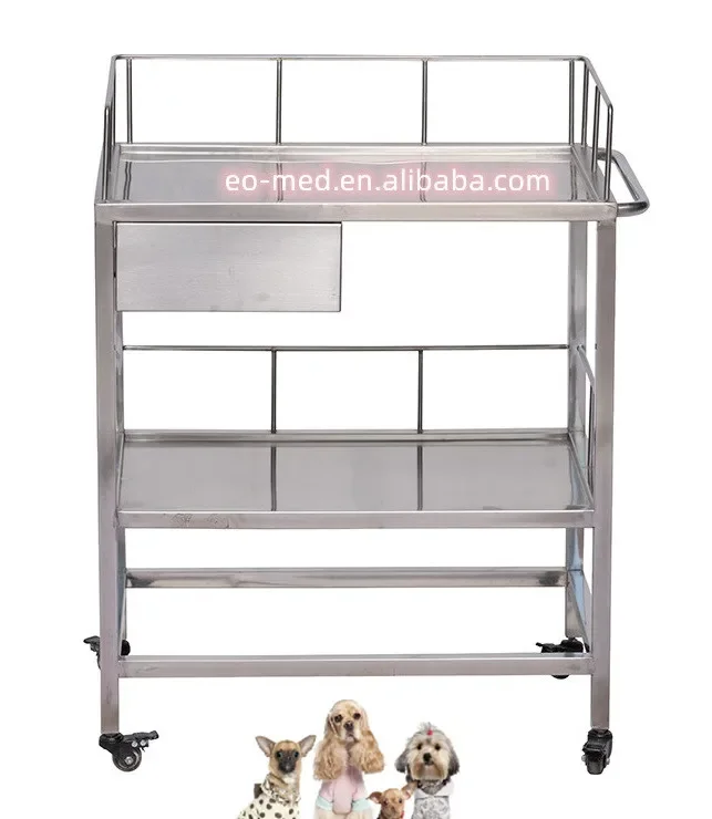 Factory Direct Veterinary Pet Stainless Steel Luxury Trolley Medical Trolley Hospital Treatment Trolley ST-01/02/04 ZL-02