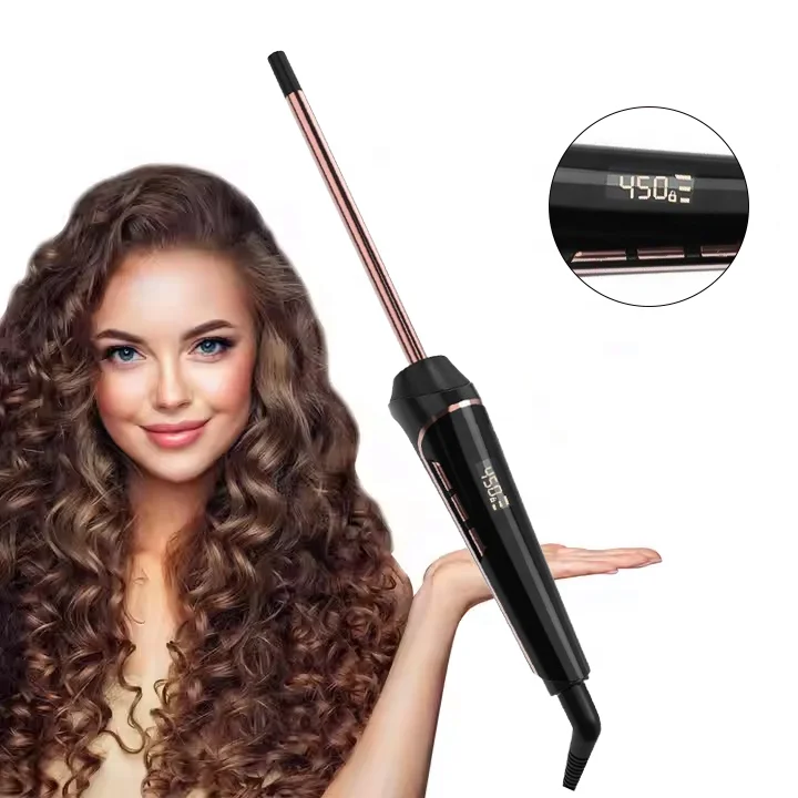 

Professional Ceramic Tourmaline Curl Wand Iron 10mm Barrel PTC LCD Temperature Display Electric Universal Voltage Short Hair