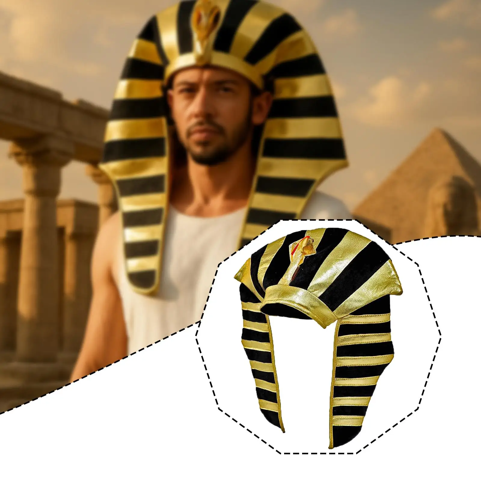 قبعة فرعون مصري للحفلات للأطفال والكبار، أزياء الهالوين لأداء مرحلة النادي ومهرجانات الهذيان وأعياد الميلاد