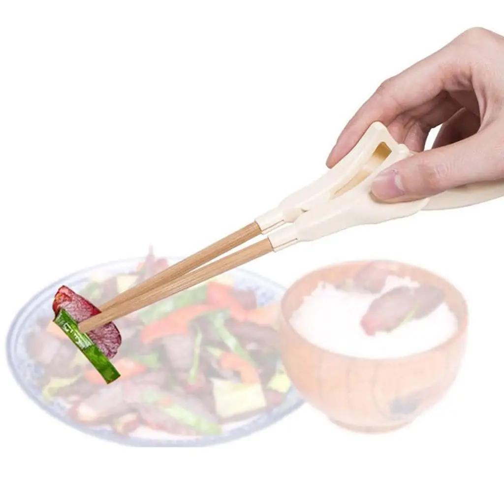Automatic Opening Food Chopsticks Wooden Silicone Old People Special Cutlery for Elderly Hand Care Dining