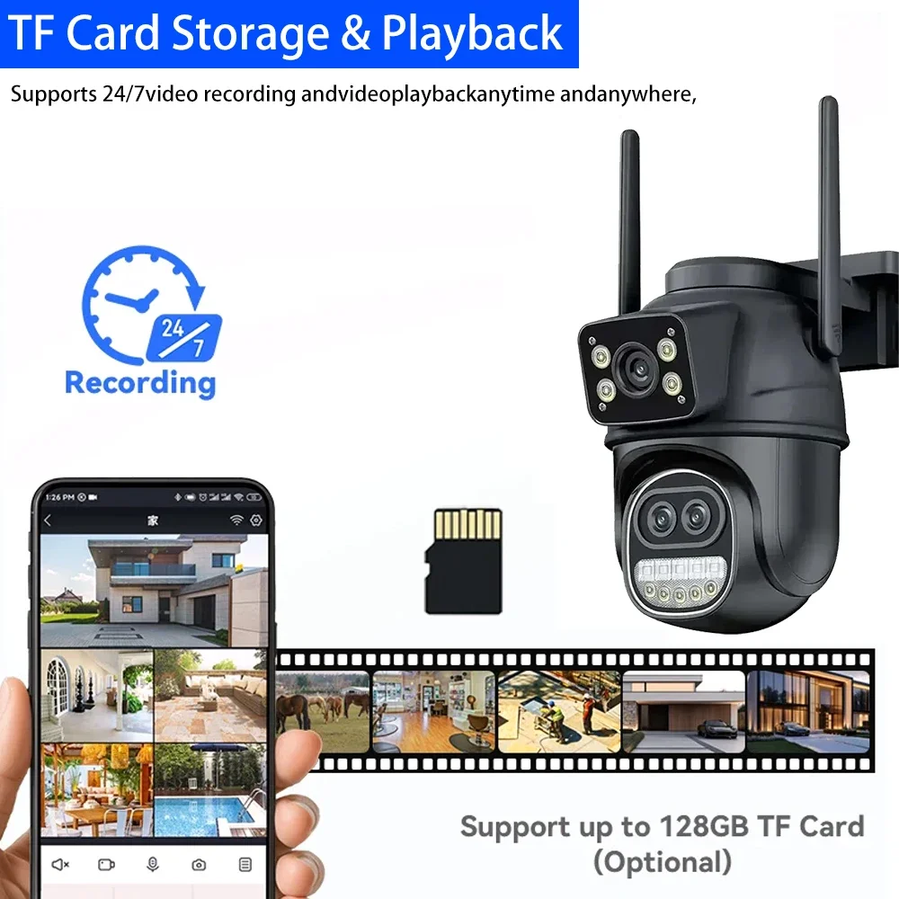 كاميرا Jaxcam 12MP 6K PTZ Wifi عدسة مزدوجة 8X تكبير رقمي AI كشف الإنسان في الهواء الطلق 8MP CCTV IP كاميرا حماية أمنية iCSee