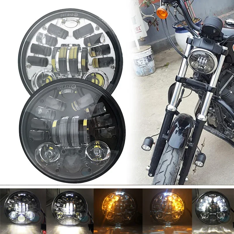 5.75 inch led projector headlight with White DRL lights For Honda Shadow Aero Phantom VLX 600 750 VT 1100 5 3/4\