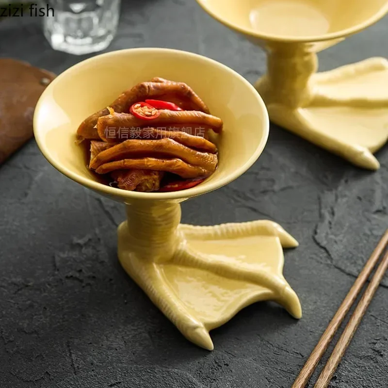 

Ceramic Claw Shaped High Foot Bowl Creative Dessert Bowl Snack Dim Sum Bowls Restaurant Molecular Cuisine Specialty Tableware