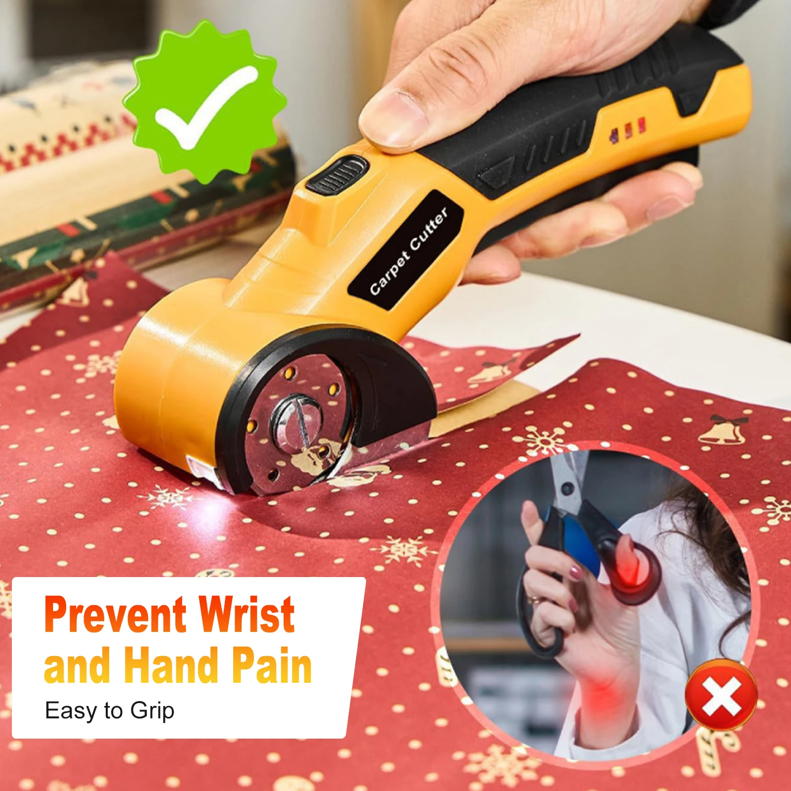 

Беспроводные электрические ножницы, перезаряжаемый картонный резак со светодиодной подсветкой и предохранительным замком, мощный режущий инструмент для кожи