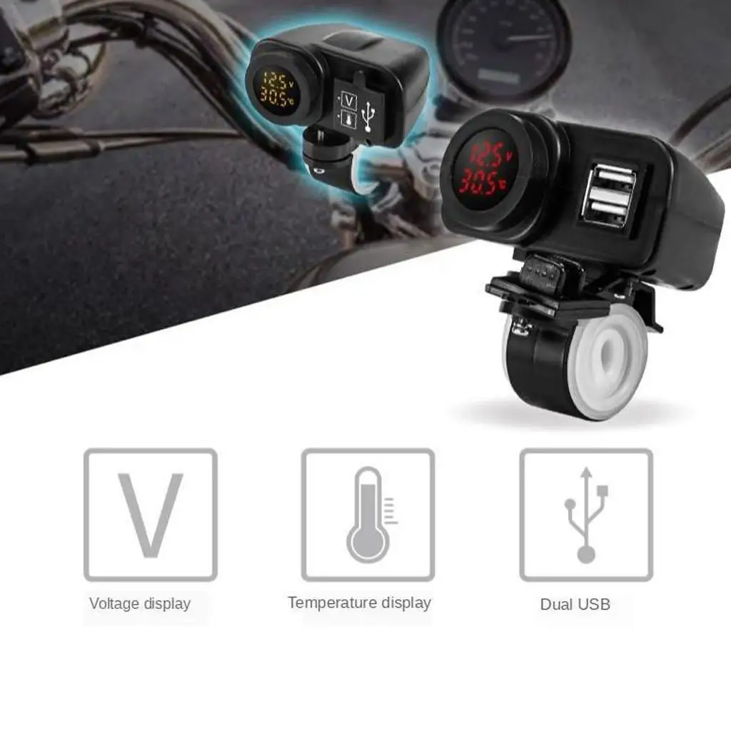 Motorbike GPS Charger Dual USB Socket Fast Charging Waterproof Power Supply Port for Motorcycle Scooter Cross Bike