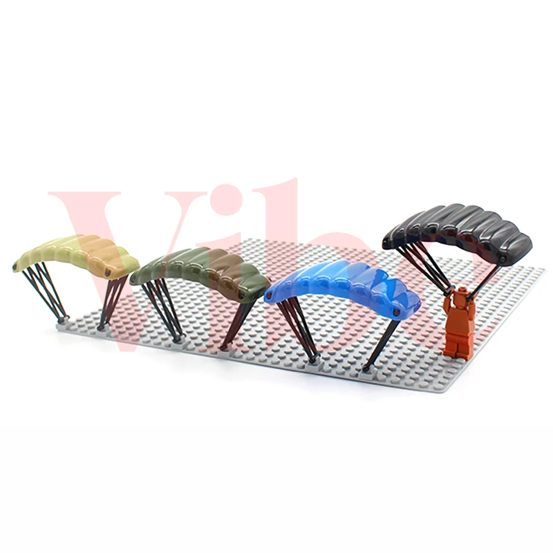 WW2 Army Military Self Defense Parachute Equipment PUBG Air Raid Building Blocks Accessories Pack Battlefield Bunkers