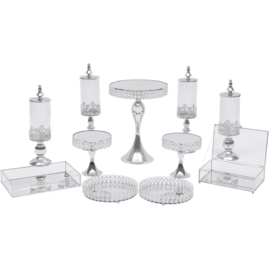 

Набор подставок для торта, металлический держатель для кексов, поднос для торта, кристалл с акриловым зеркалом, демонстрационная тарелка для десерта, декор, сервировочное блюдо для части