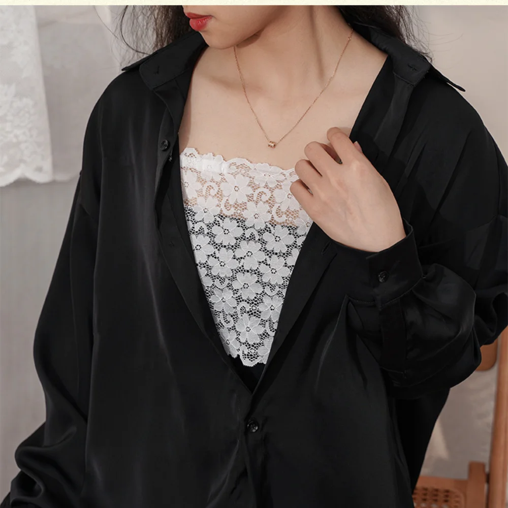 Women Fashion Bra Invisible Clip Elegant Lace Peep Bra On Vest Privacy Wrapped Chest Overlay Panel Vest Insert Bra Summer