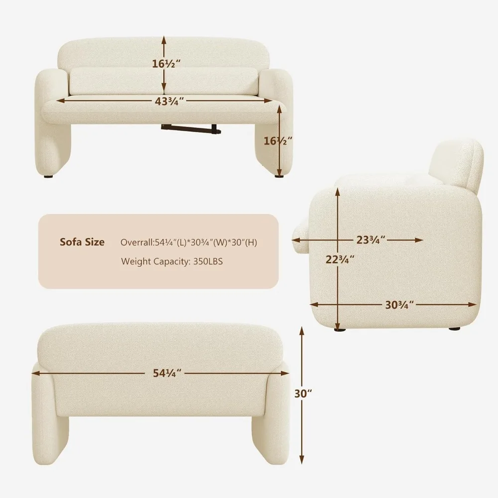 أريكة منجدة مدمجة مقاس 54 بوصة لشخصين لمساحات معيشة مريحة وبسيطة #2