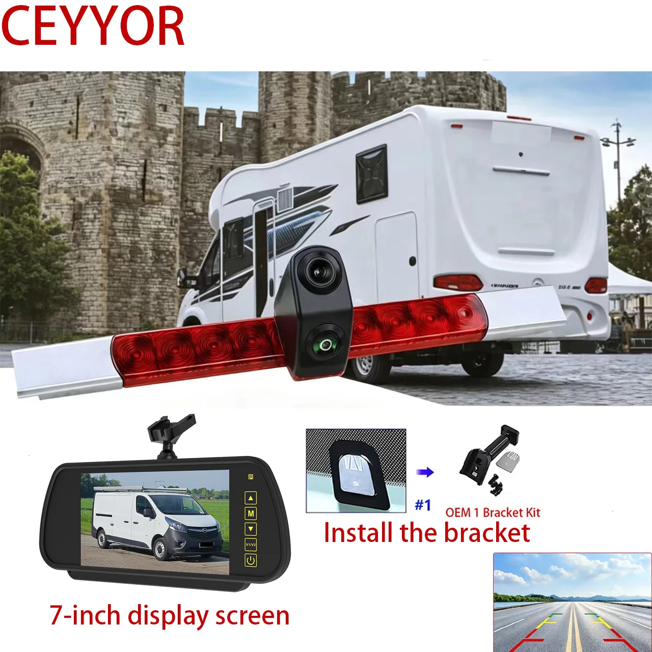 for Dual Lens Brake Light Rear View Reversing Camera With LED Brake Light for All Flat Cars Compatible for Hella 2DA 343 106-201