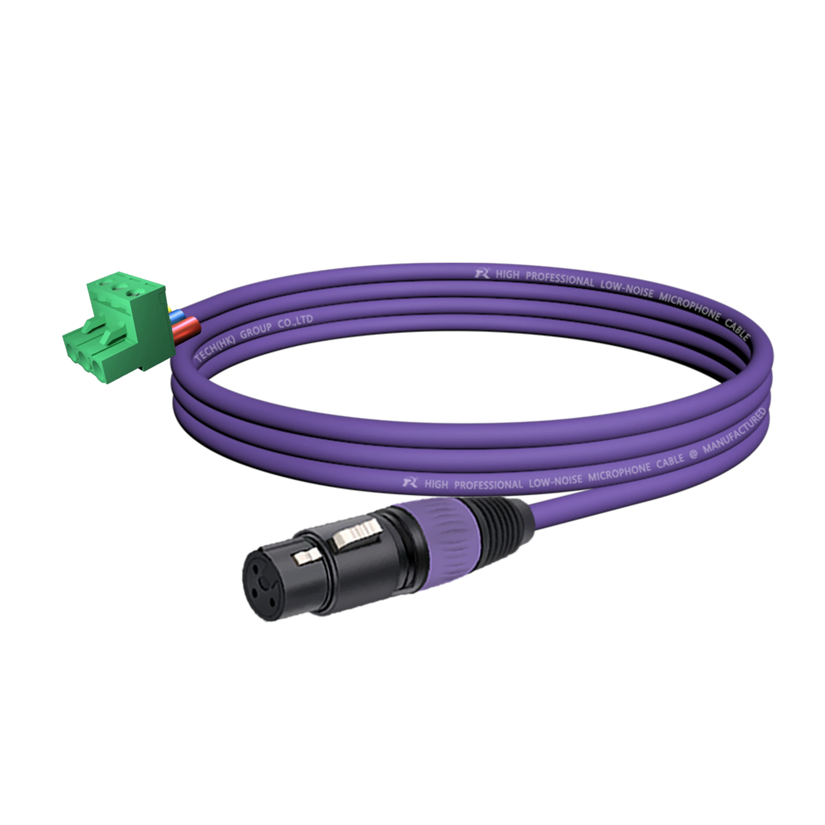 XLR-zu-PHX-Adapter, vergoldeter 3P XLR M/F zu PHX3M/2EDG 5.08 PCB Schraubklemmen-Anschlusskabel, gerändelter Endgriff, spiralförmiges Design – Detail 14