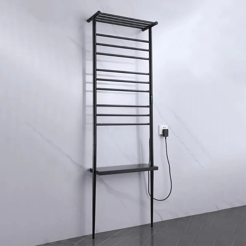 

Top Sale Heated Controller Towel Rail Wall Mounted Rail 304 Stainless Steel Black Bathroom Towel Rack