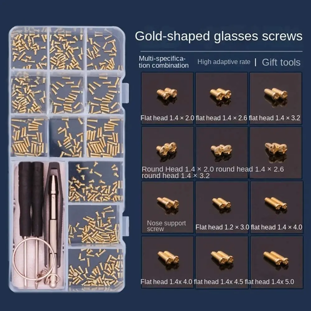 

Assorted Screw Nut Eyeglasses Repairing Set Hand Held Nose Pad Glasses Repair Tools Replacement Screwdriver Universal Fit