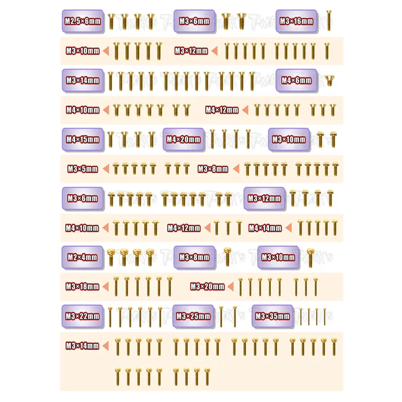 

Original T works GSS-NB482.1 Gold Plated Steel Screw Set 171pcs. ( For TEKNO NB48 2.1 )ssional Rc part