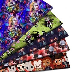 Halloween Horror Skull Bone Printed Polyester Pure Cotton Material Patchwork Tissue Sewing Quilting Fabrics Needlework DIY Cloth