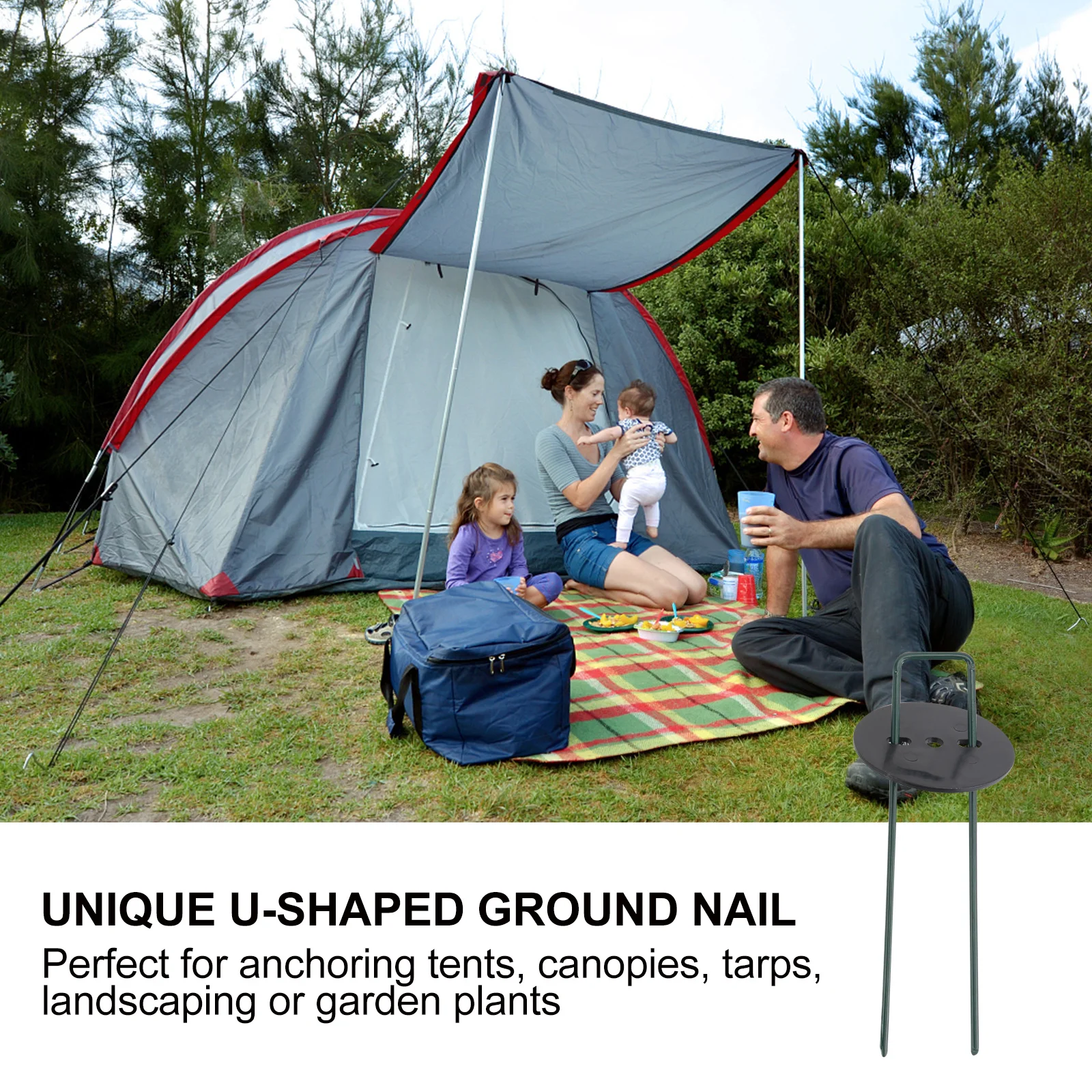 

1 комплект U-образных садовых кольев, оцинкованные металлические колышки для заземления, искусственный фиксатор газона, гвозди для палатки, садовые колья для наружного использования