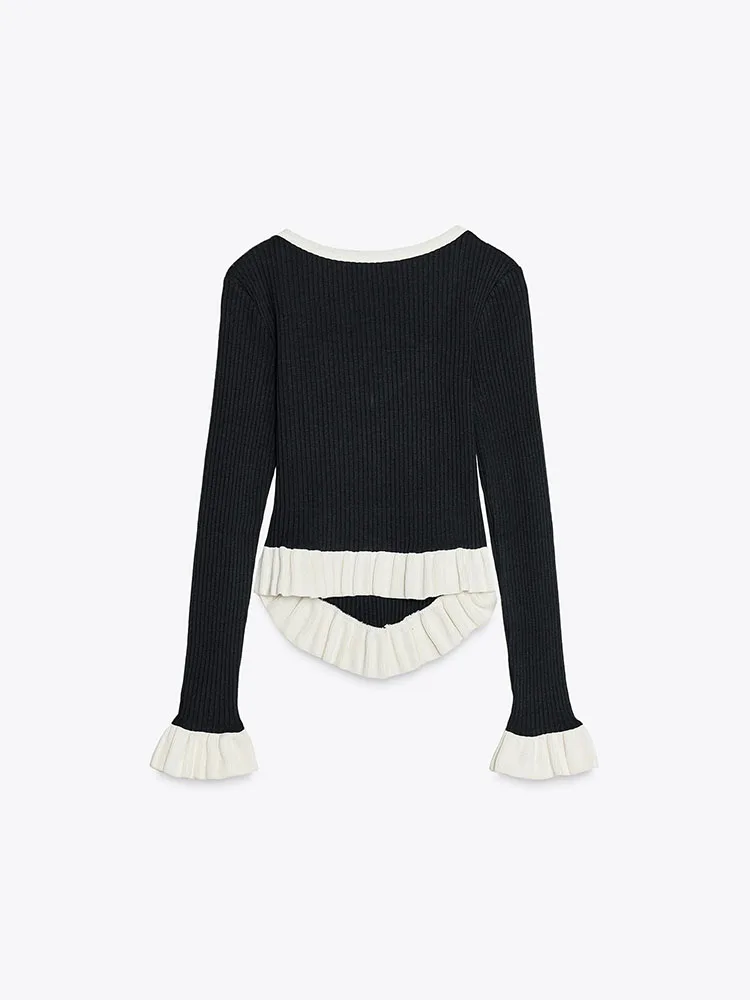 

Spring New Arrival Women's Knitted Long Sve V-Ne Vest Stripe Decorative Layering Faion Commute Sle Clothing