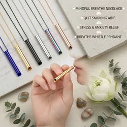 528Hz Healing Frequency Necklace Stainless Steel Mindful Breathing Pendant for Anxiety Stress Relief Yoga Meditation Gift