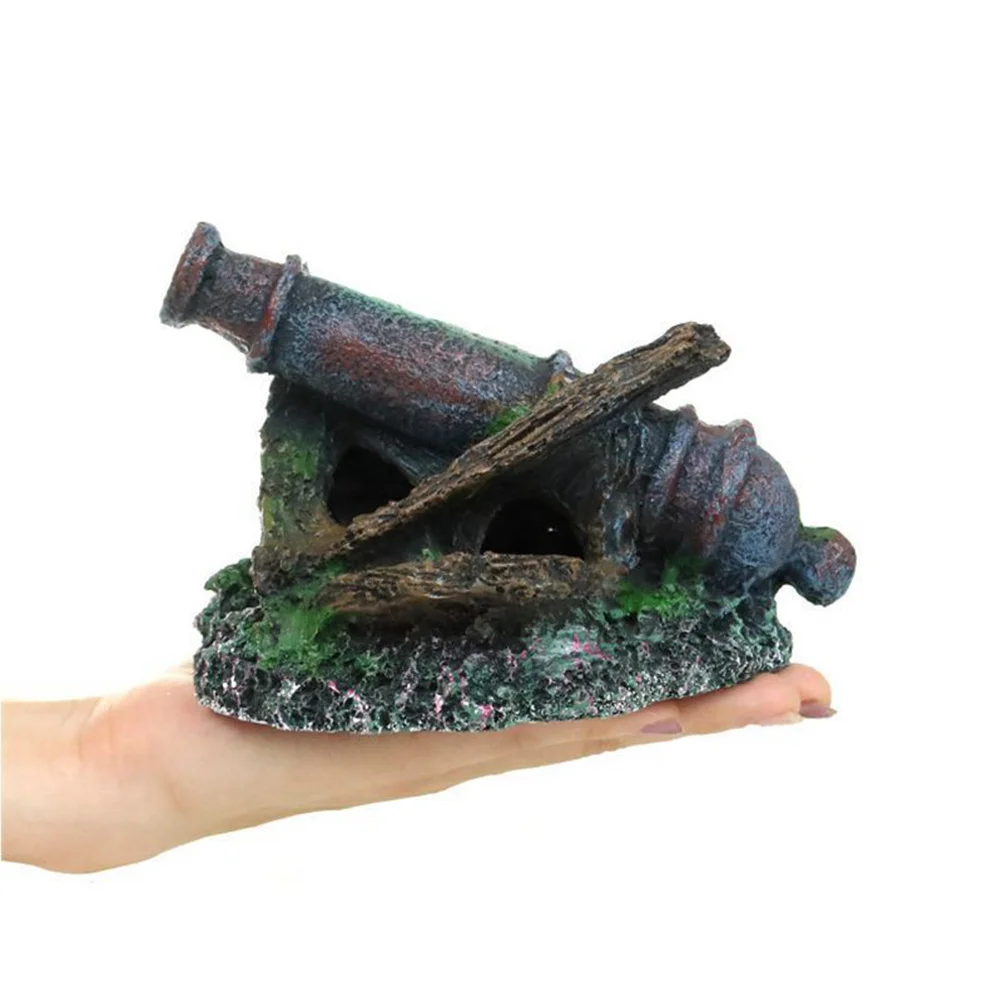 

1Pcs Fish Tank Decoration Aquarium Ornament Lifelike Wreckage Resin Craft for Aquatic Landscape Natural Safe Shelter Hiding Spot
